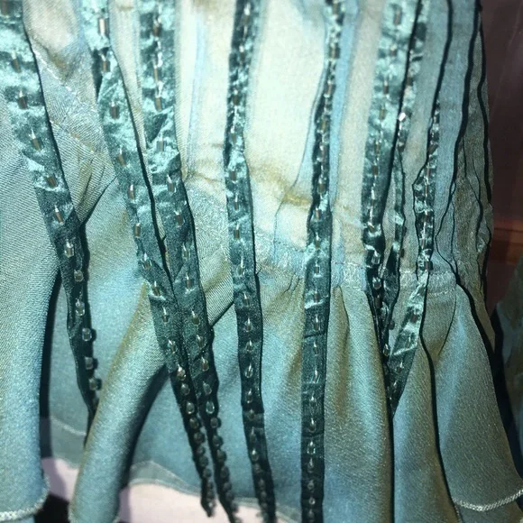 Andrea‎ Rosati Teal Fitted V Neck Blouse L EUC - Picture 5 of 11